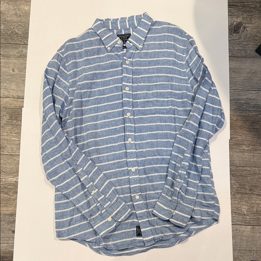 Abercrombie & Fitch Blue and White Striped Shirt